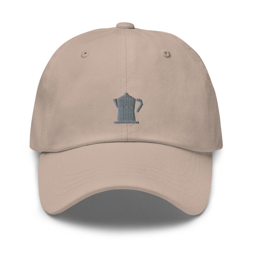 Old School Coffee Pot Embroidered Unisex Dad Hat, Handmade, Adjustable Baseball Cap Gift