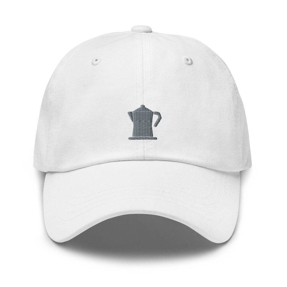 Old School Coffee Pot Embroidered Unisex Dad Hat, Handmade, Adjustable Baseball Cap Gift