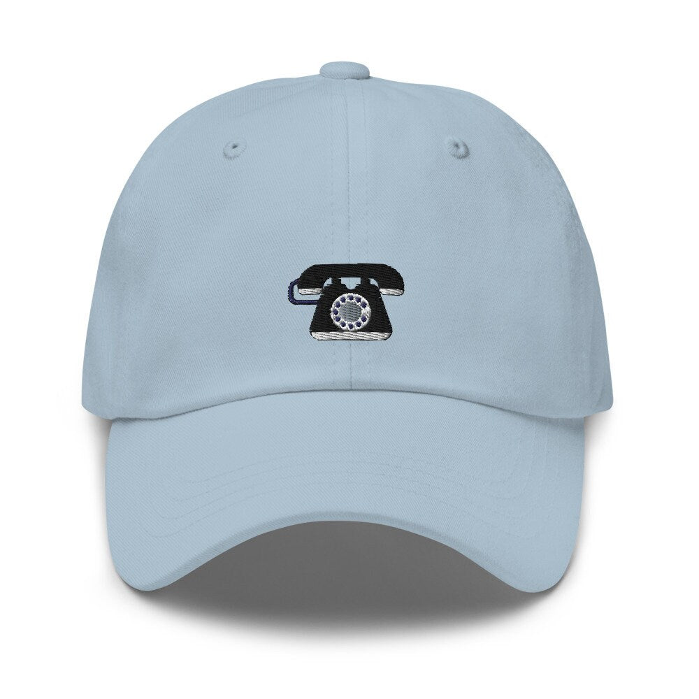 Candlestick Telephone Embroidered Unisex Dad Hat, Handmade, Adjustable Baseball Cap Gift