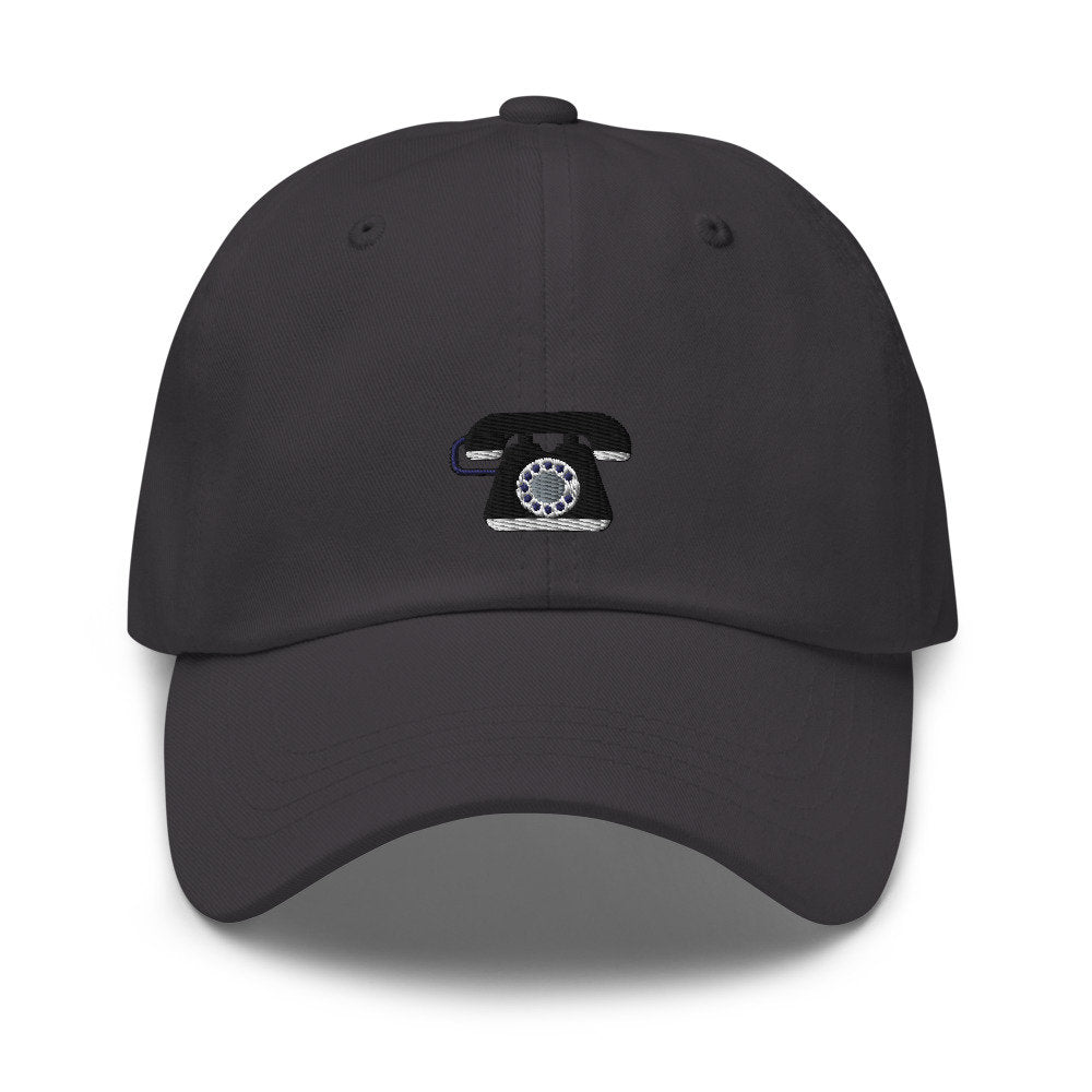 Candlestick Telephone Embroidered Unisex Dad Hat, Handmade, Adjustable Baseball Cap Gift