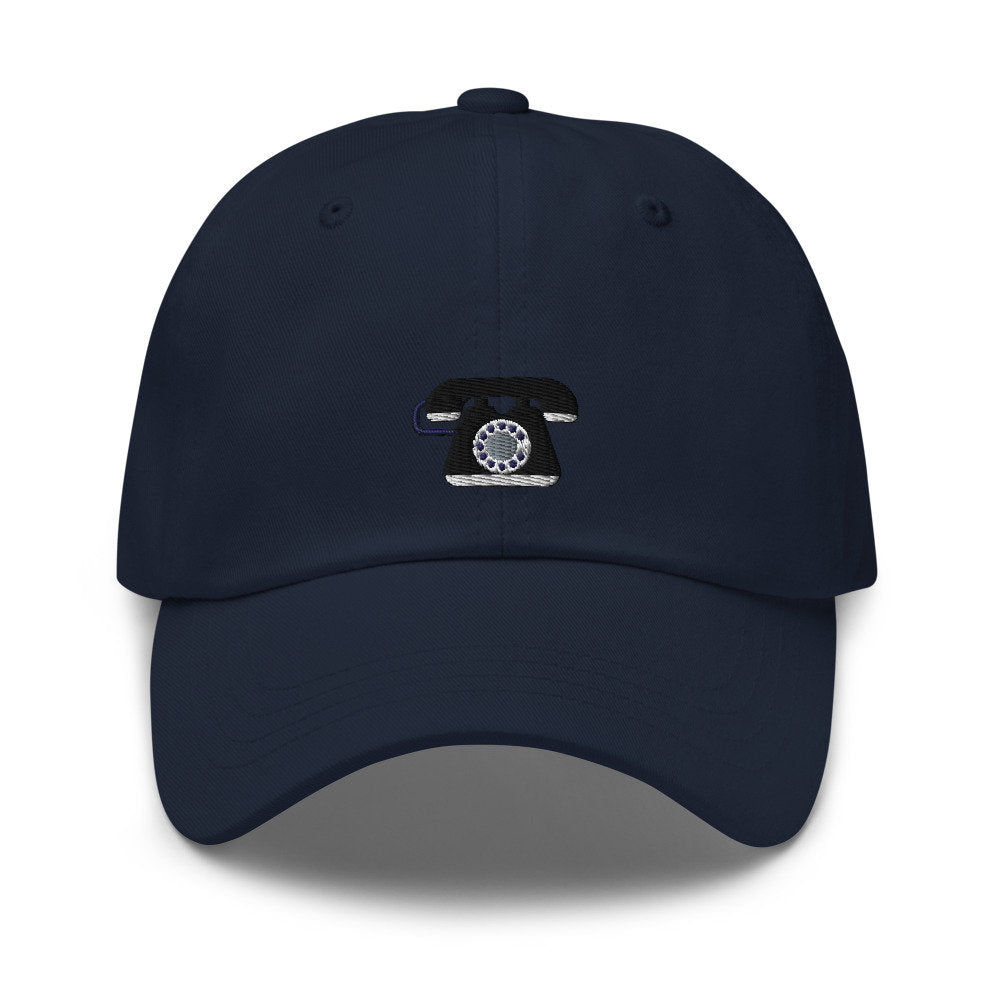Candlestick Telephone Embroidered Unisex Dad Hat, Handmade, Adjustable Baseball Cap Gift