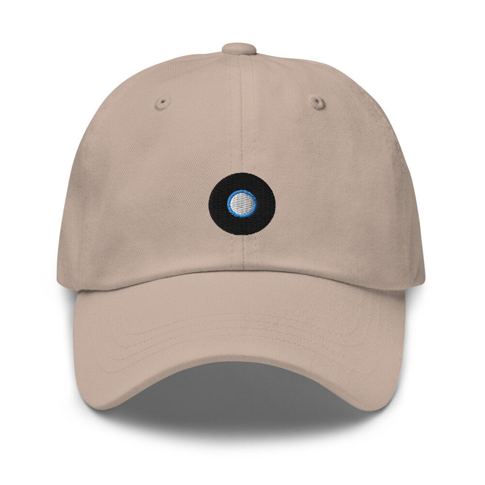 Vinyl Record Embroidered Unisex Dad Hat, Handmade, Adjustable Baseball Cap Gift