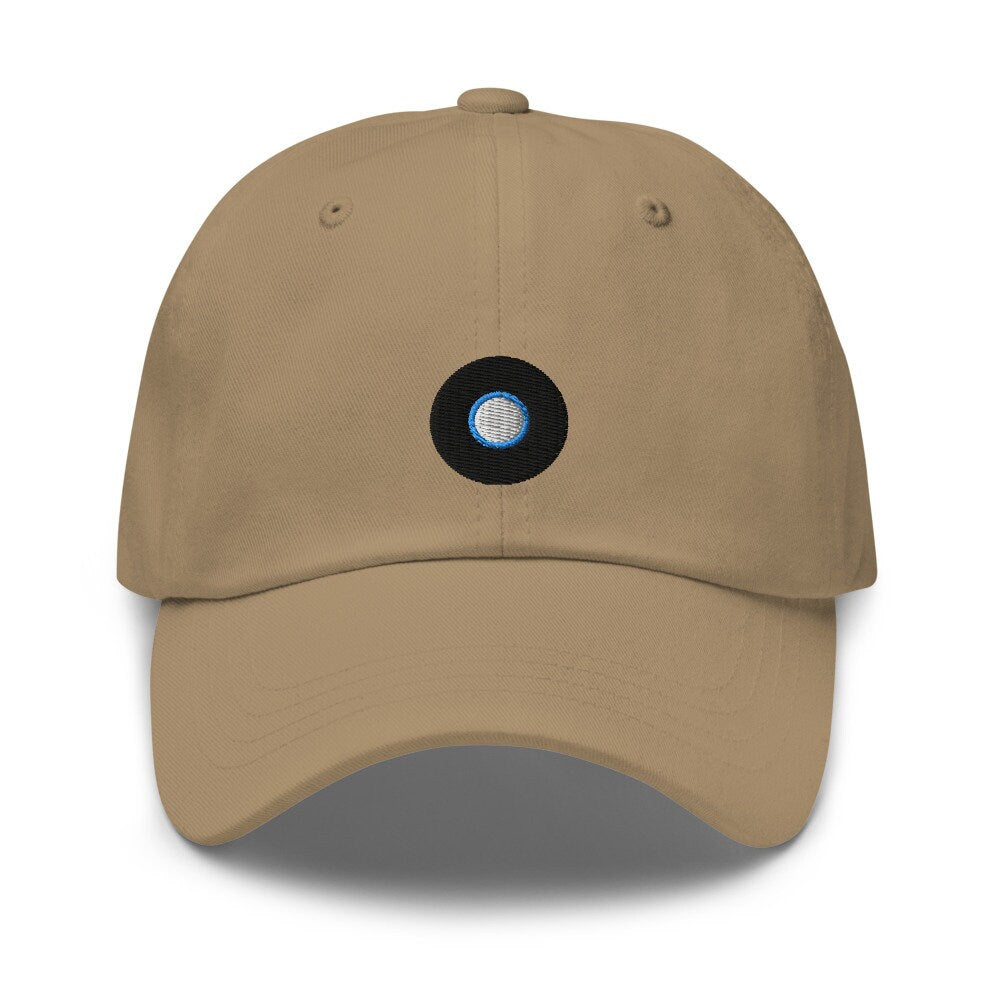 Vinyl Record Embroidered Unisex Dad Hat, Handmade, Adjustable Baseball Cap Gift
