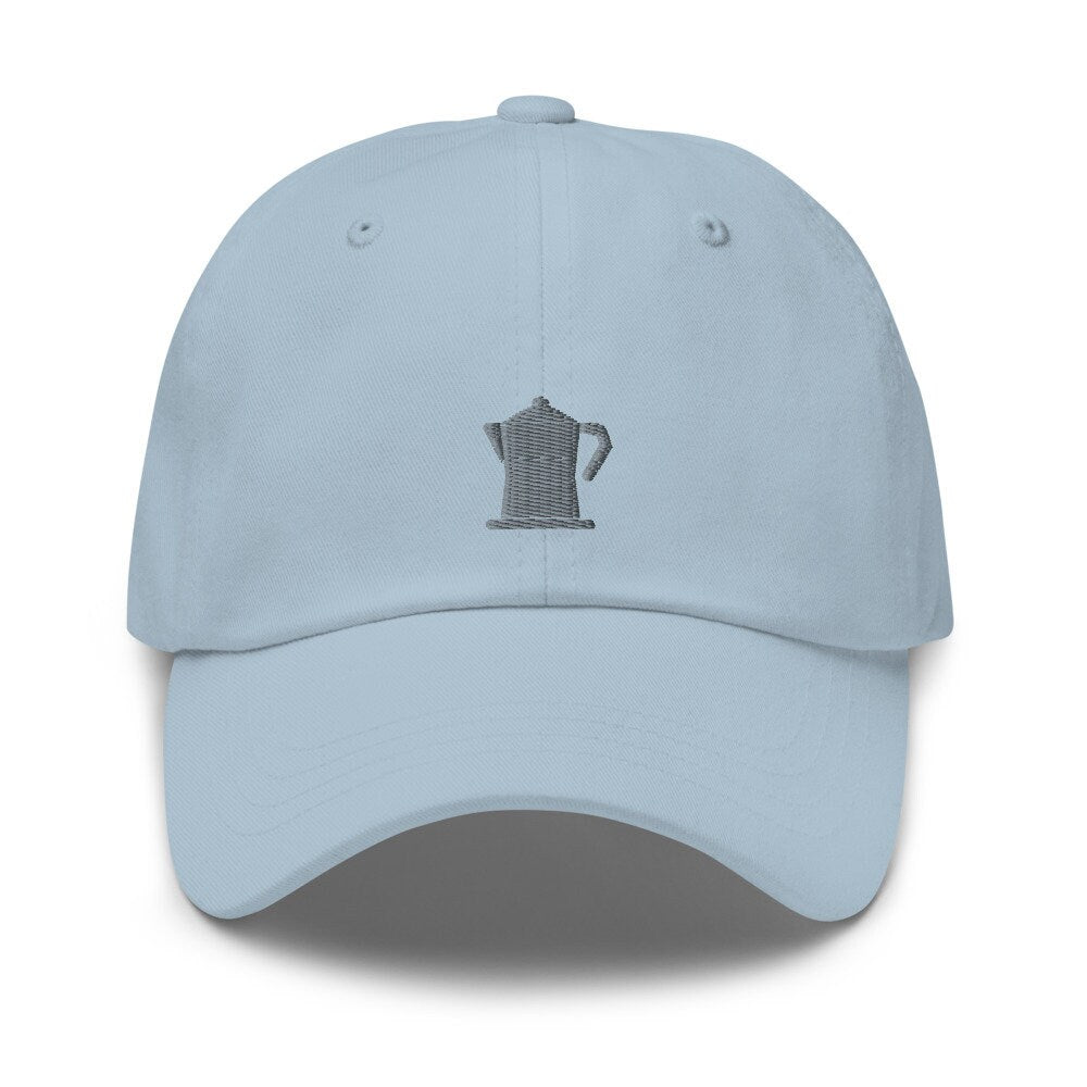Old School Coffee Pot Embroidered Unisex Dad Hat, Handmade, Adjustable Baseball Cap Gift