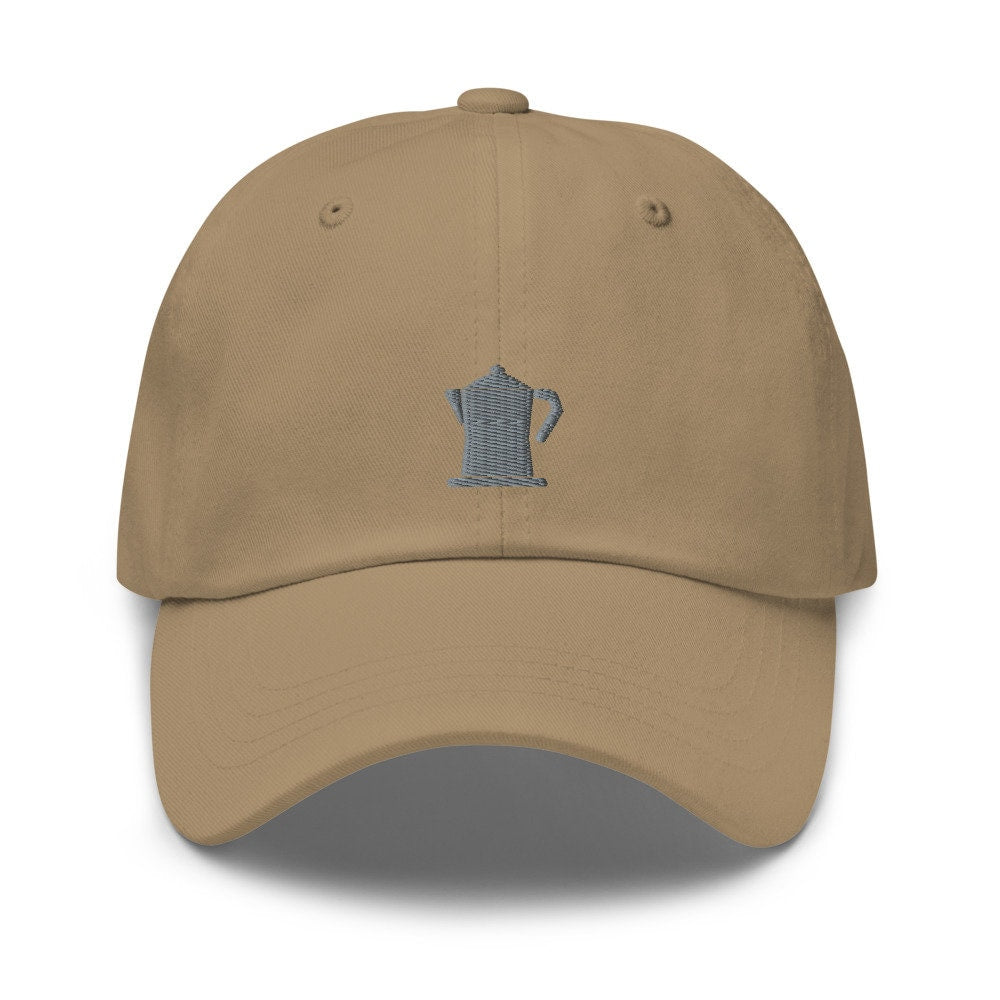 Old School Coffee Pot Embroidered Unisex Dad Hat, Handmade, Adjustable Baseball Cap Gift