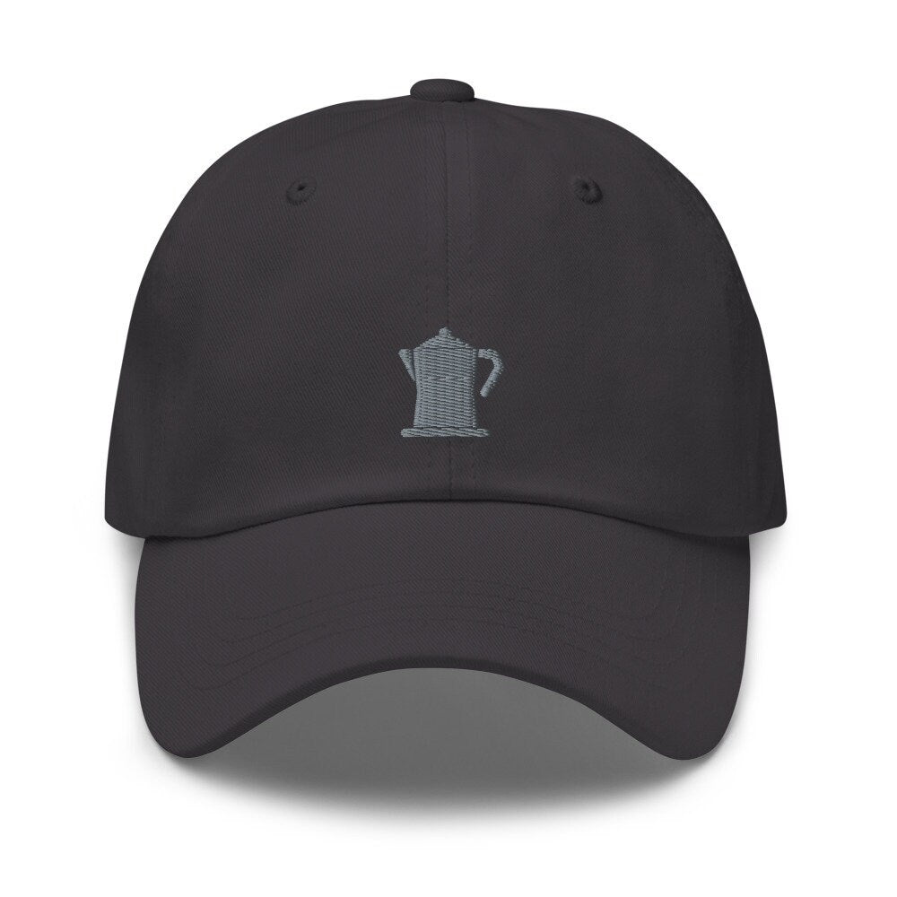Old School Coffee Pot Embroidered Unisex Dad Hat, Handmade, Adjustable Baseball Cap Gift