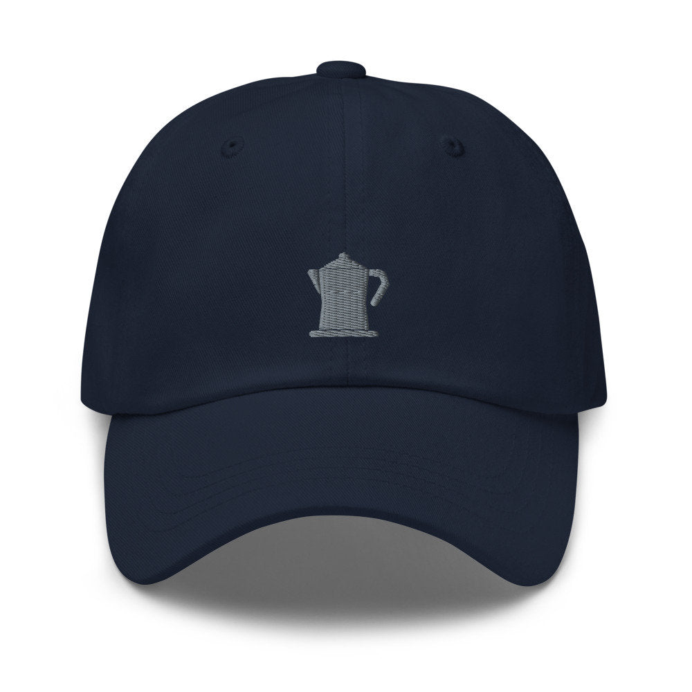 Old School Coffee Pot Embroidered Unisex Dad Hat, Handmade, Adjustable Baseball Cap Gift