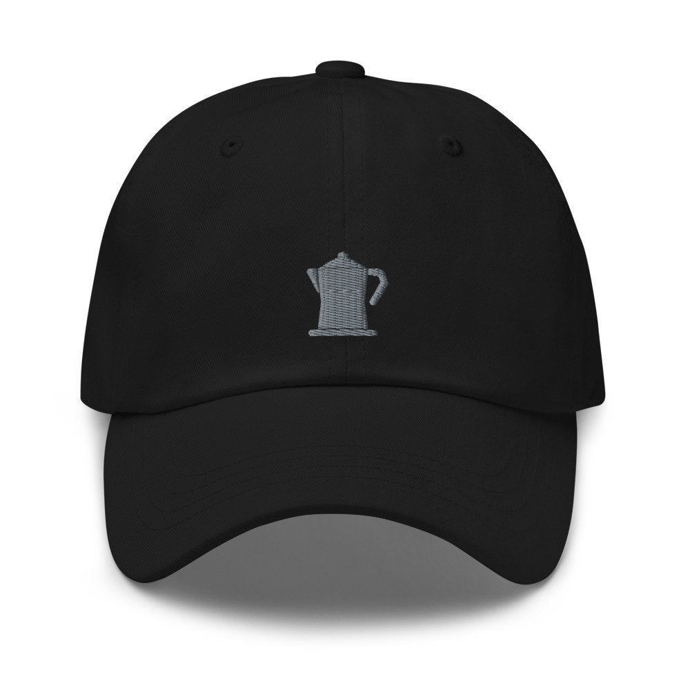 Old School Coffee Pot Embroidered Unisex Dad Hat, Handmade, Adjustable Baseball Cap Gift