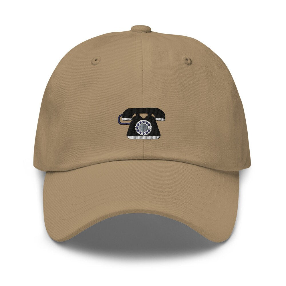 Candlestick Telephone Embroidered Unisex Dad Hat, Handmade, Adjustable Baseball Cap Gift