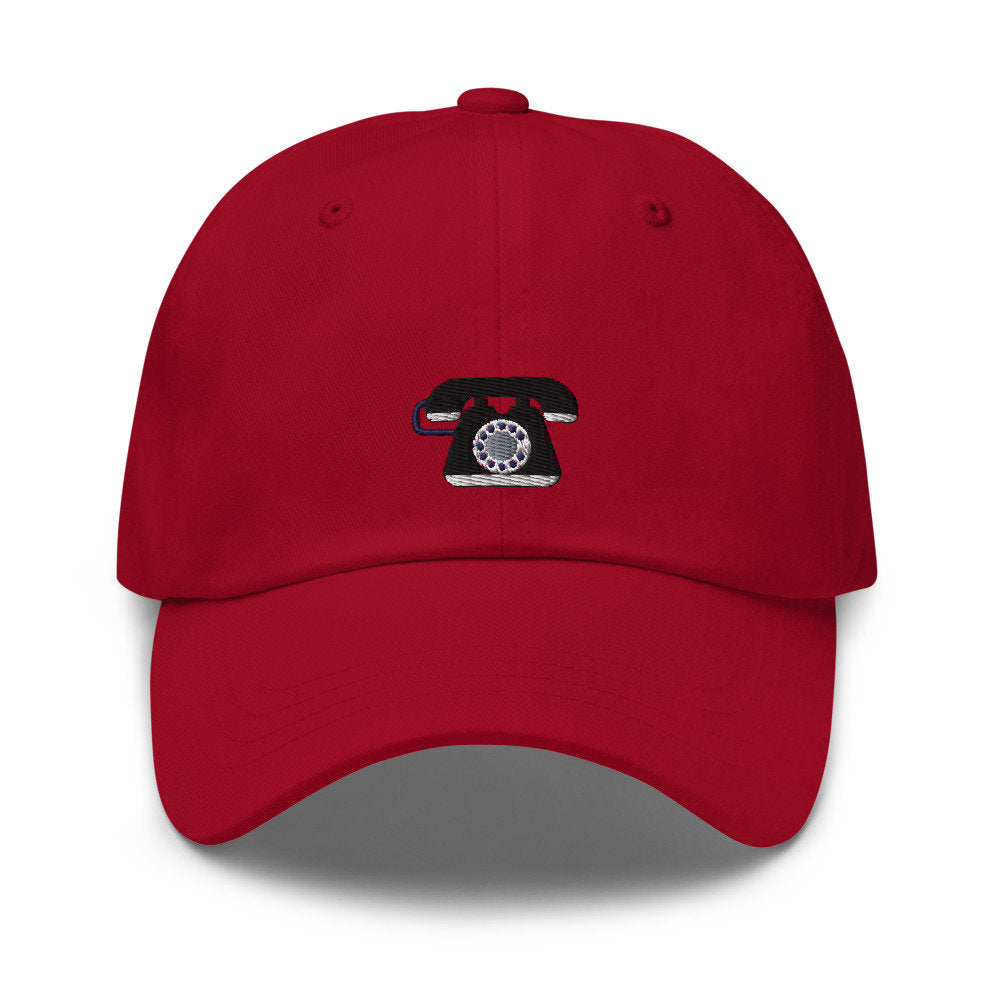 Candlestick Telephone Embroidered Unisex Dad Hat, Handmade, Adjustable Baseball Cap Gift