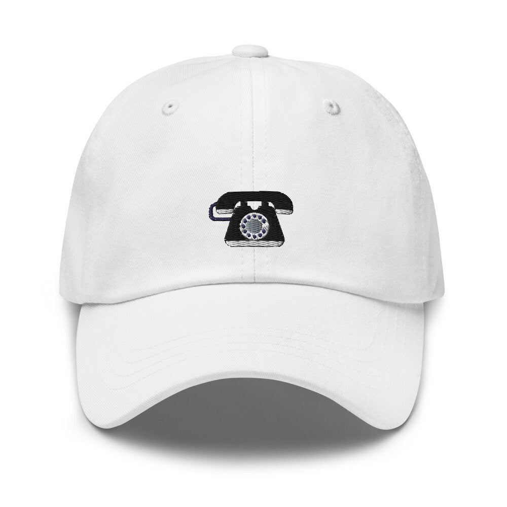 Candlestick Telephone Embroidered Unisex Dad Hat, Handmade, Adjustable Baseball Cap Gift
