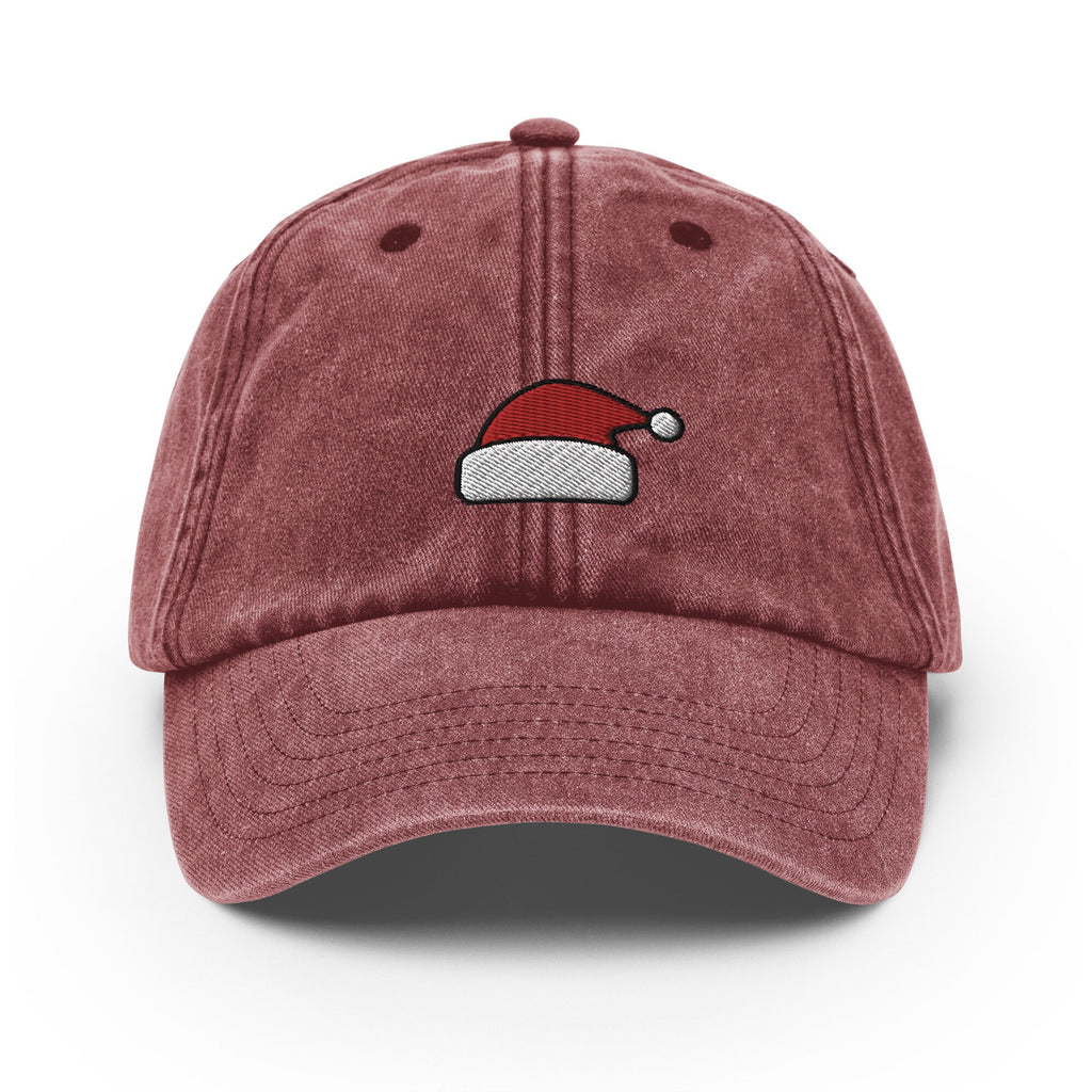 Embroidered Santa Hat Dad Cap: Vintage Faded Baseball Cap
