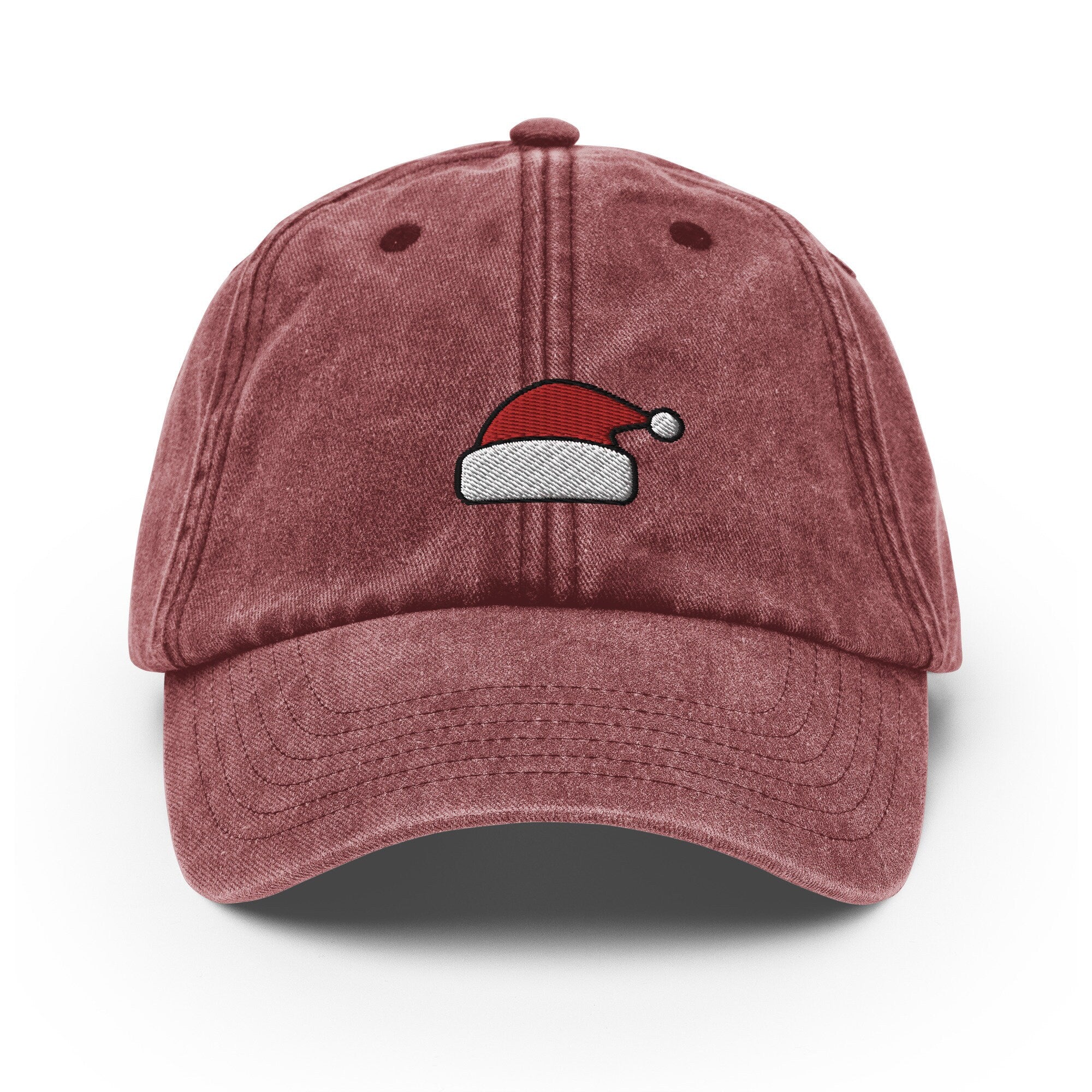 Embroidered Santa Hat Dad Cap: Vintage Faded Baseball Cap