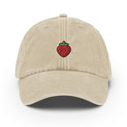 Strawberry Vintage Hat, Aged Dad Cap, Faded Baseball Cap Gift - Multiple Colors