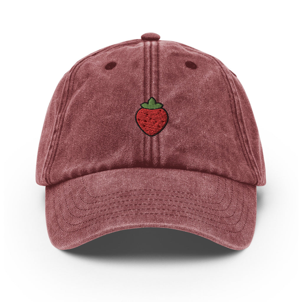 Strawberry Vintage Hat, Aged Dad Cap, Faded Baseball Cap Gift - Multiple Colors