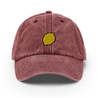 Lemon Vintage Hat, Aged Dad Cap, Faded Baseball Cap Gift - Multiple Colors