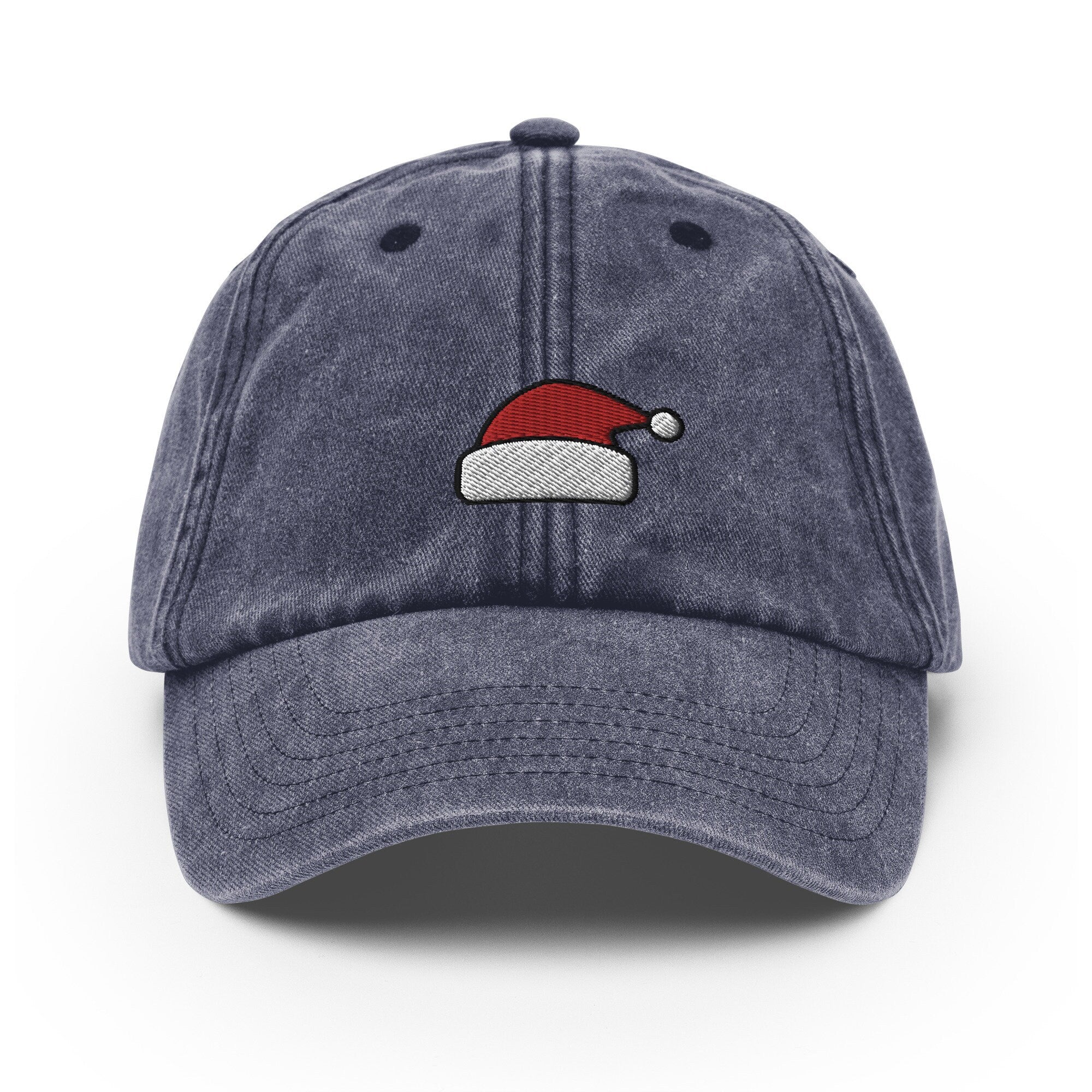 Embroidered Santa Hat Dad Cap: Vintage Faded Baseball Cap