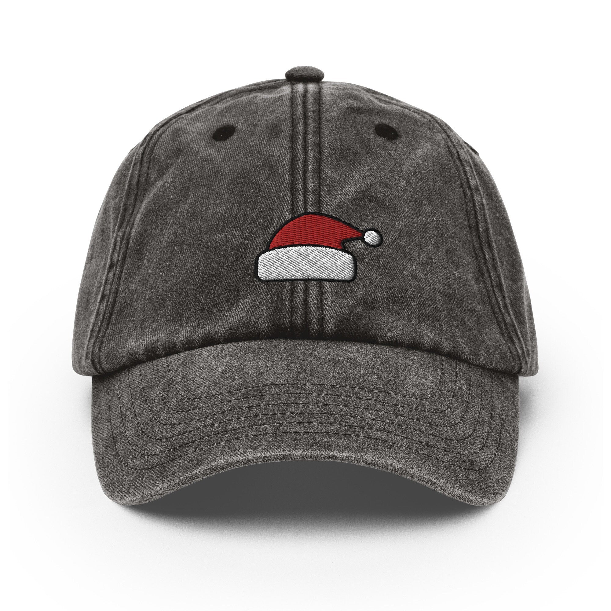 Embroidered Santa Hat Dad Cap: Vintage Faded Baseball Cap