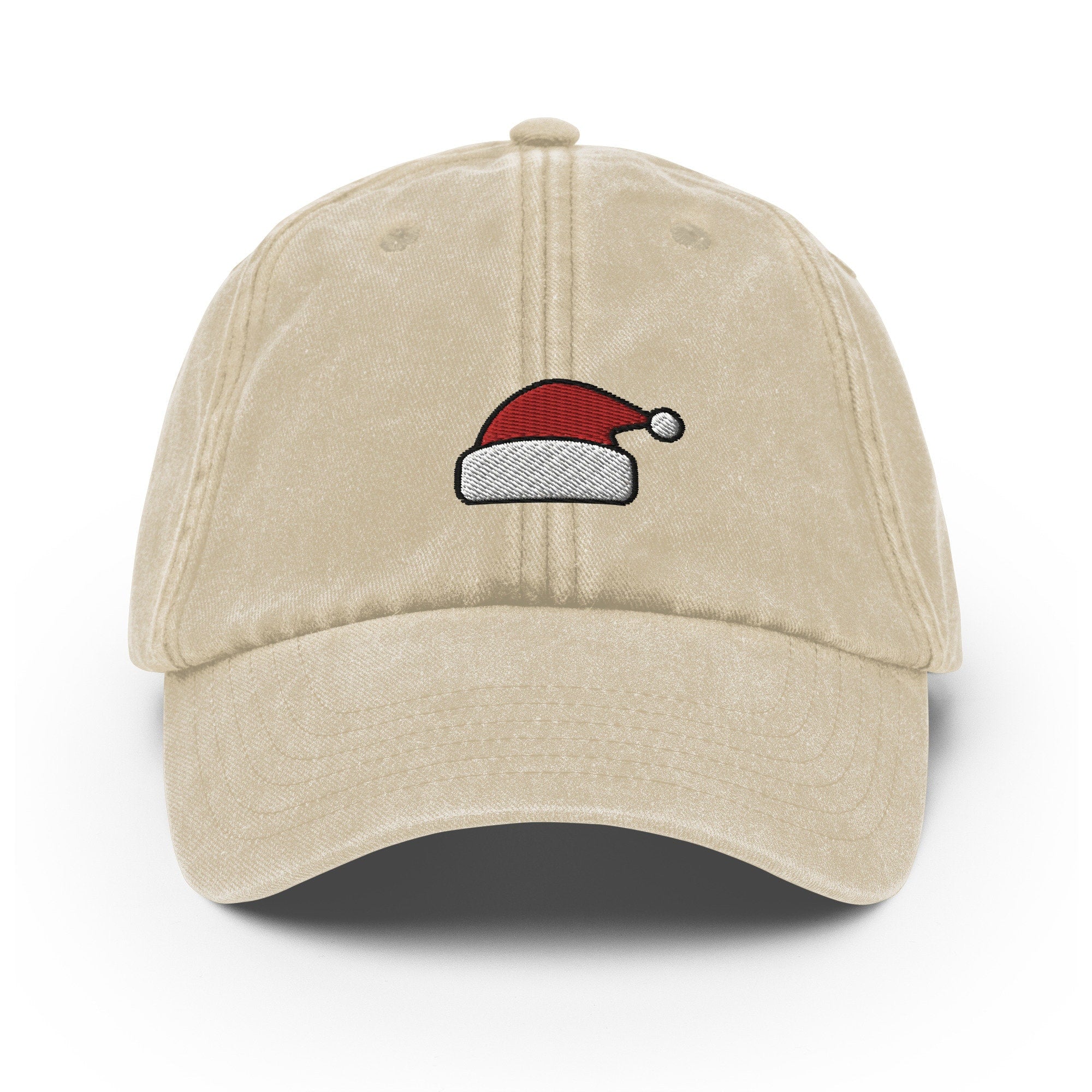Embroidered Santa Hat Dad Cap: Vintage Faded Baseball Cap