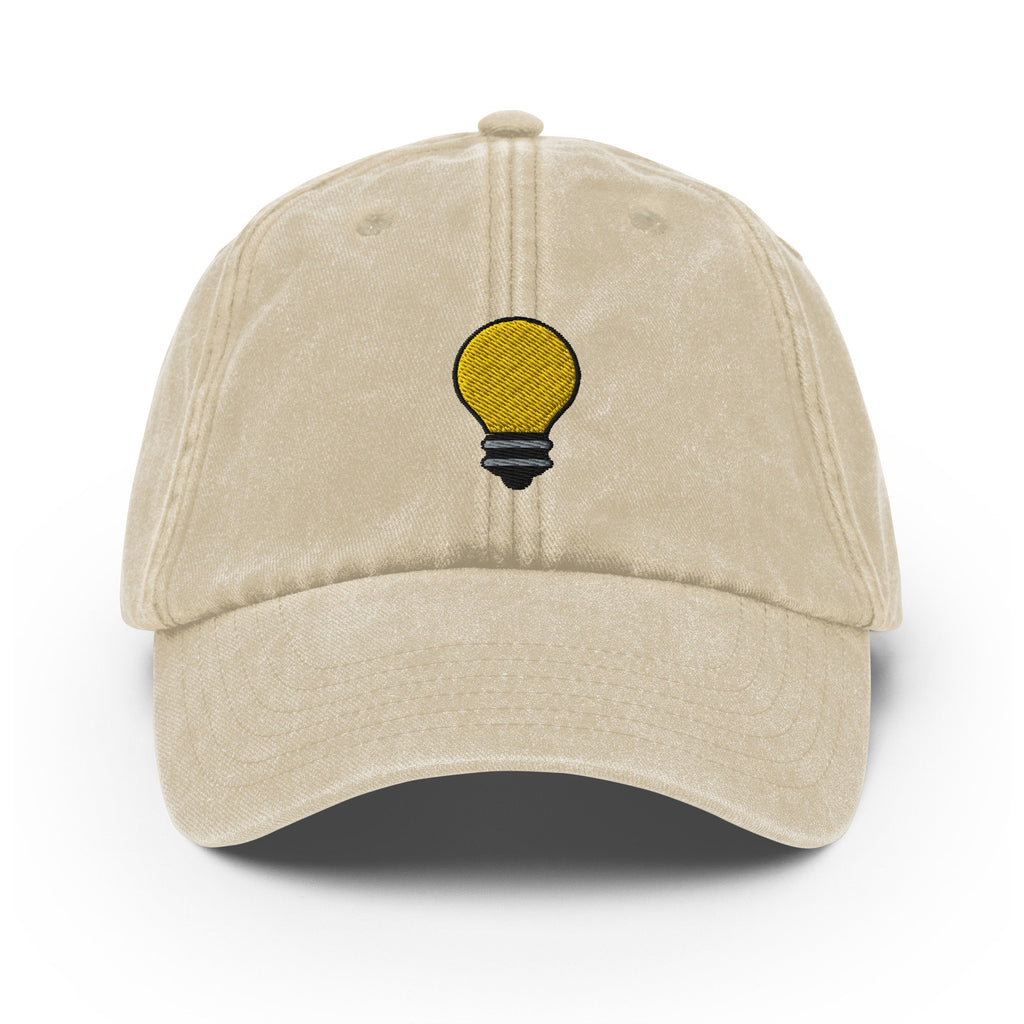 Light Bulb Vintage Hat, Aged Dad Cap, Faded Baseball Cap Gift - Multiple Colors