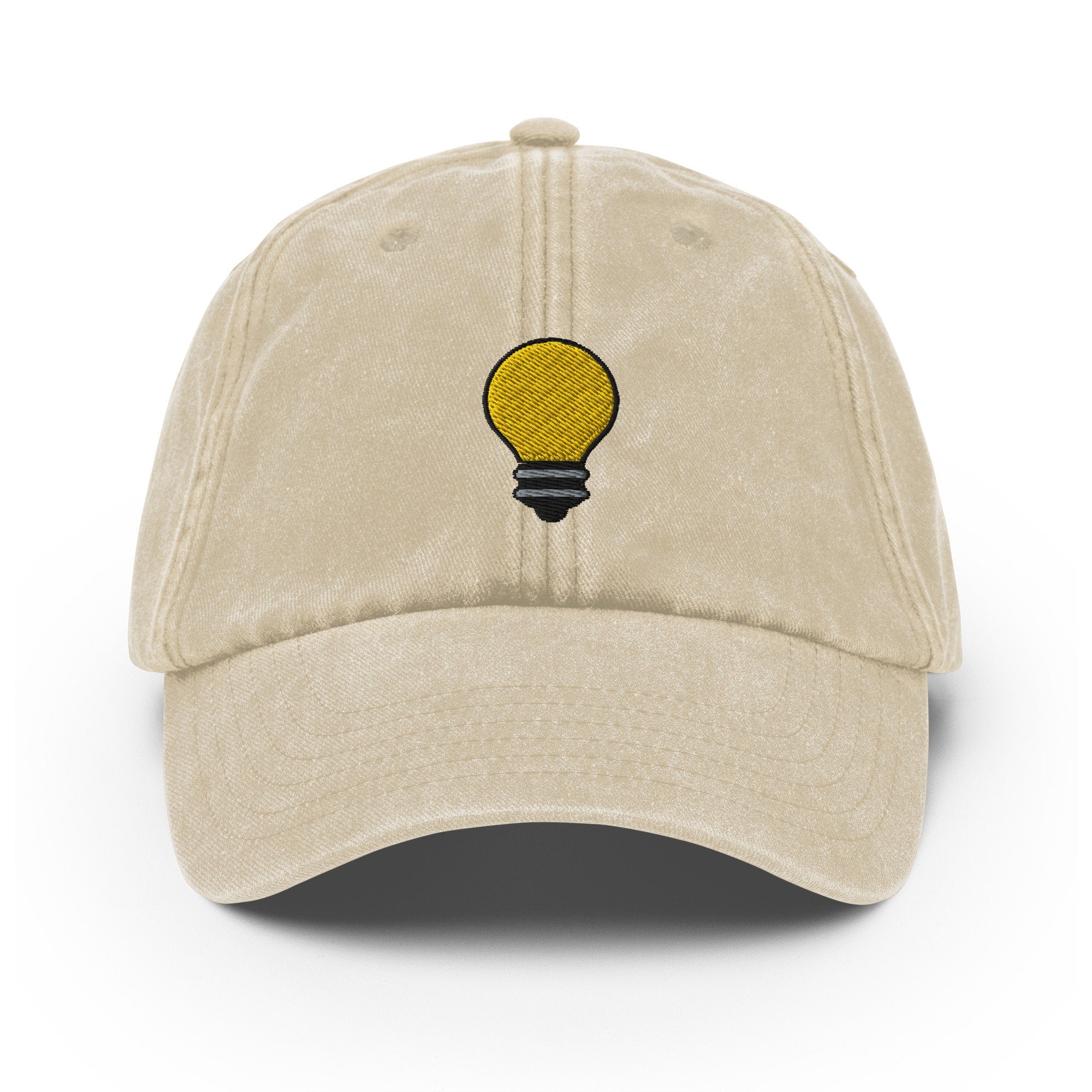 Light Bulb Vintage Hat, Aged Dad Cap, Faded Baseball Cap Gift - Multiple Colors