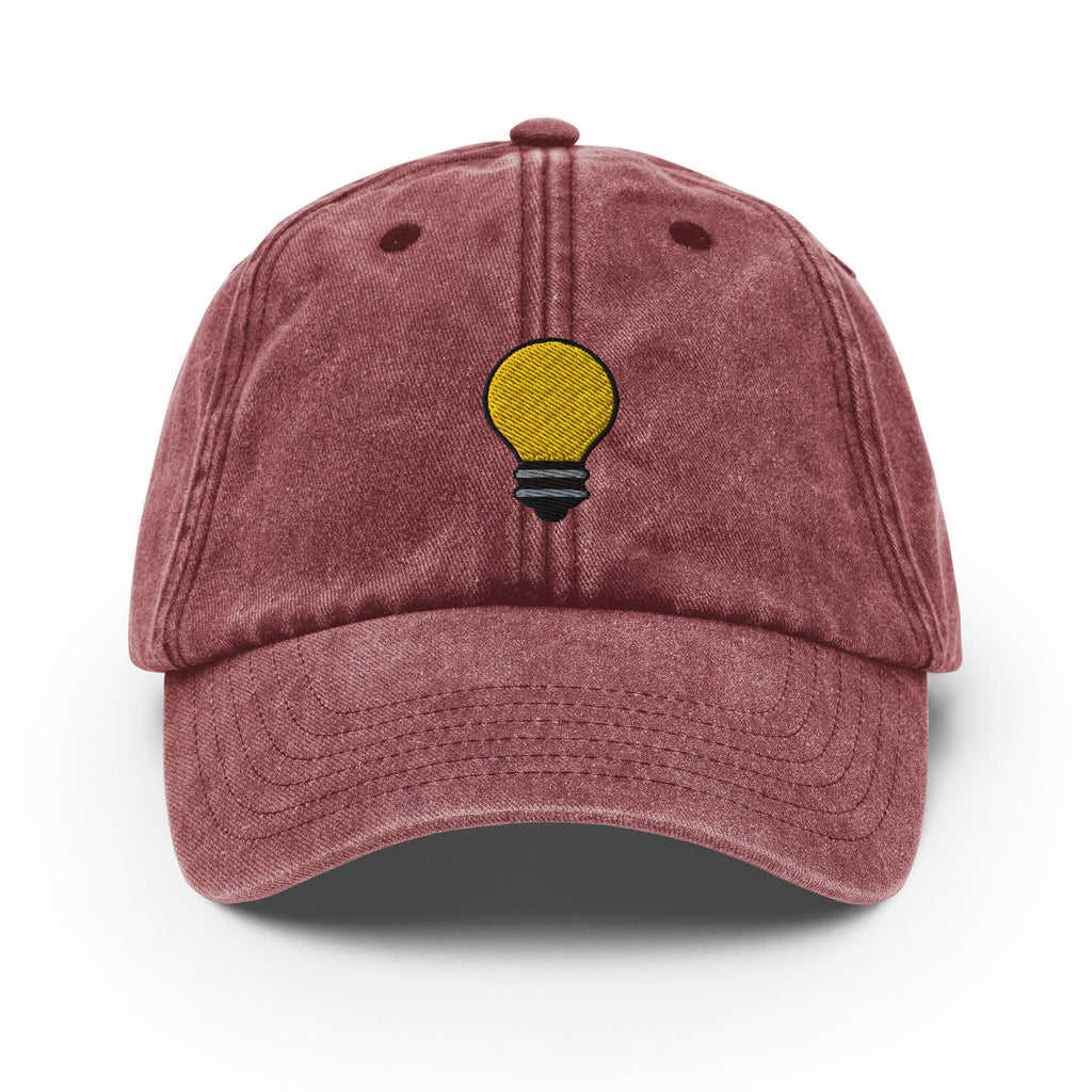 Light Bulb Vintage Hat, Aged Dad Cap, Faded Baseball Cap Gift - Multiple Colors