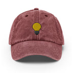 Light Bulb Vintage Hat, Aged Dad Cap, Faded Baseball Cap Gift - Multiple Colors