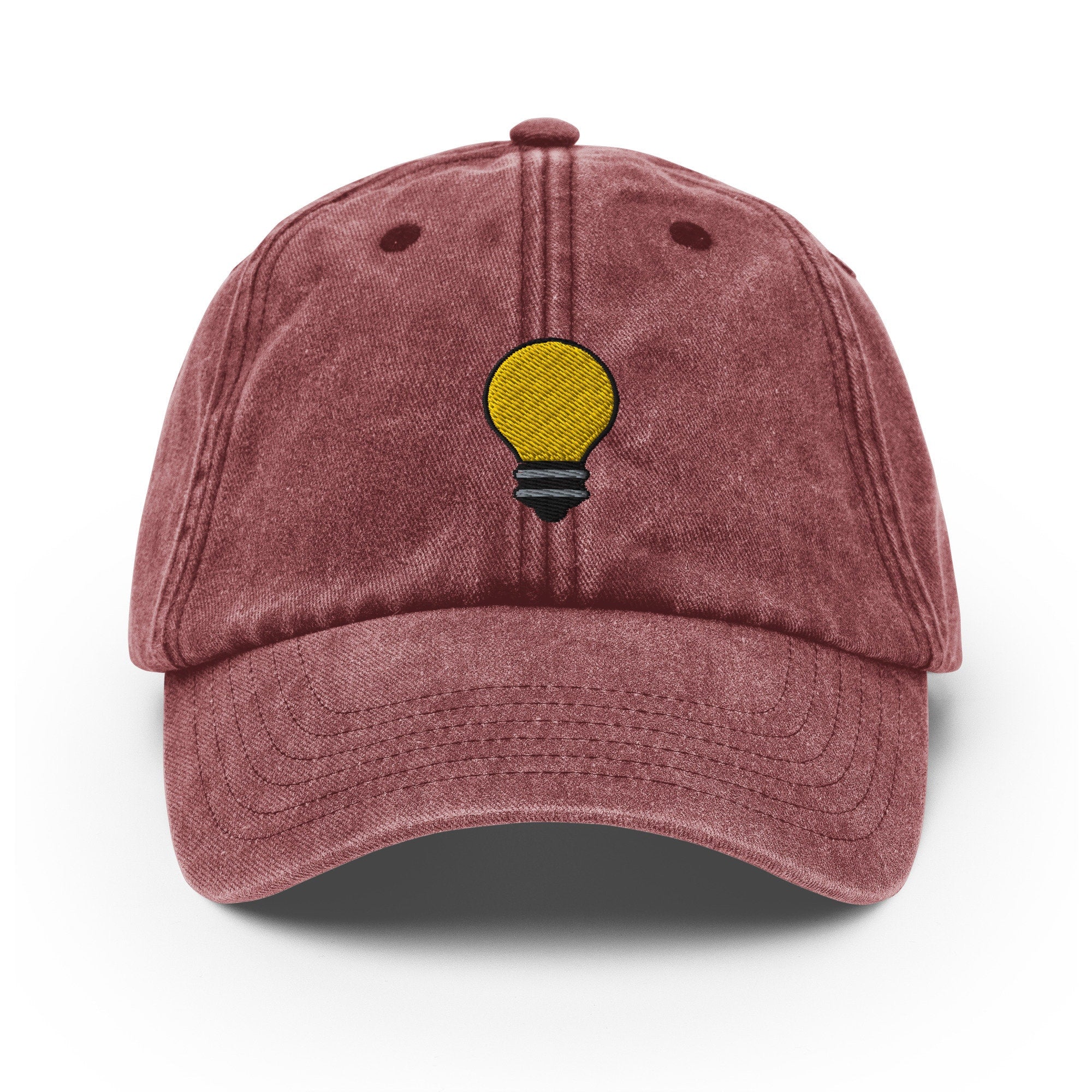 Light Bulb Vintage Hat, Aged Dad Cap, Faded Baseball Cap Gift - Multiple Colors