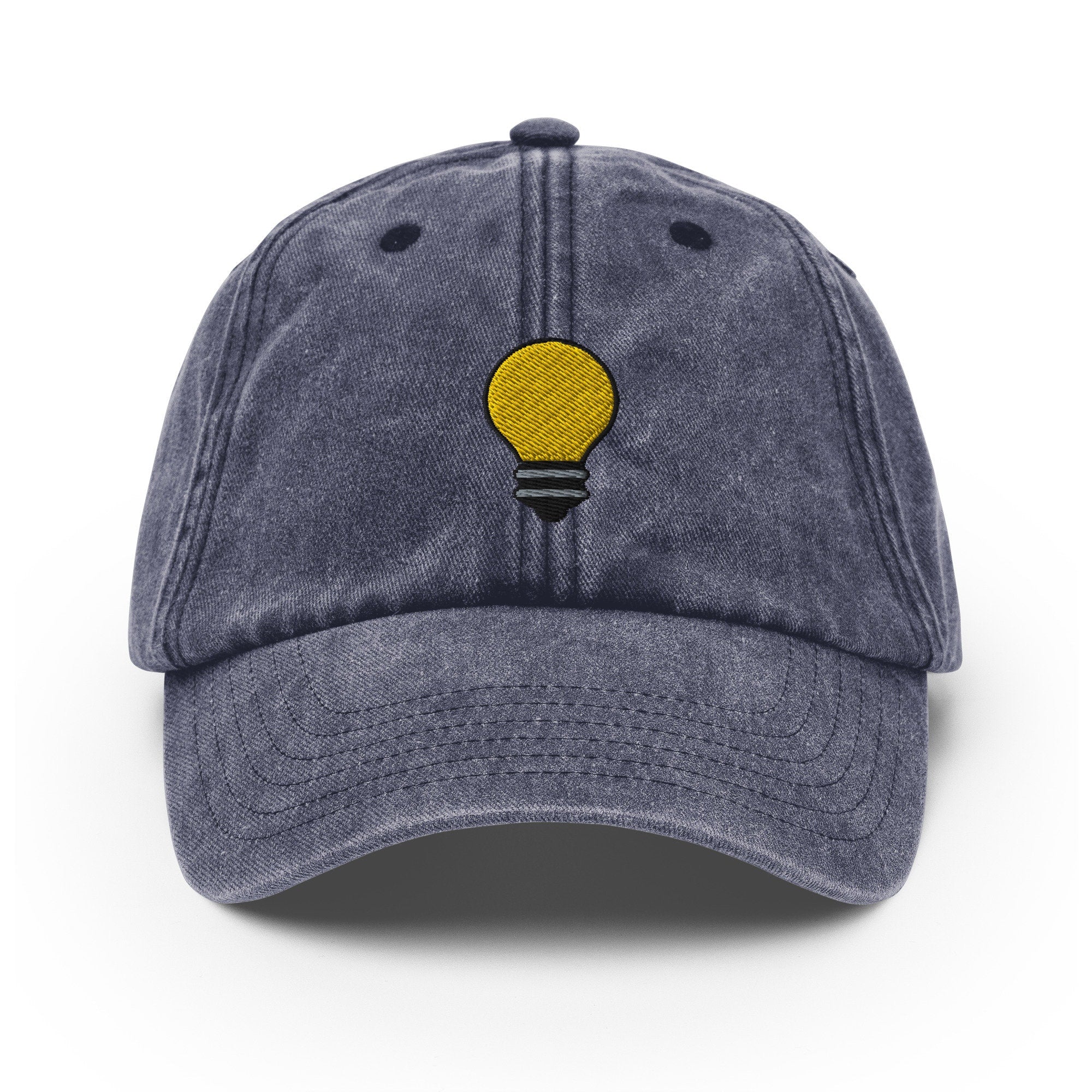 Light Bulb Vintage Hat, Aged Dad Cap, Faded Baseball Cap Gift - Multiple Colors
