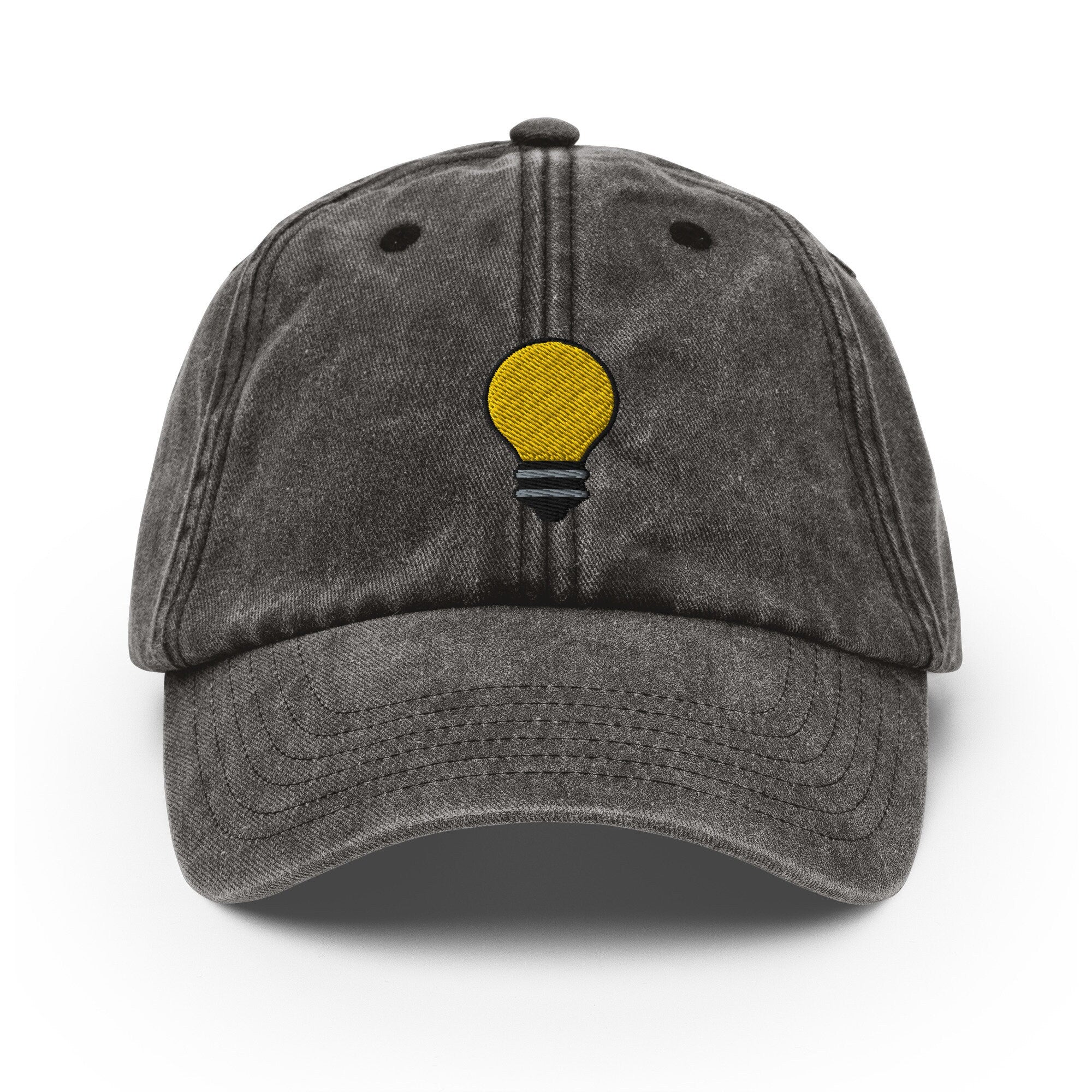 Light Bulb Vintage Hat, Aged Dad Cap, Faded Baseball Cap Gift - Multiple Colors