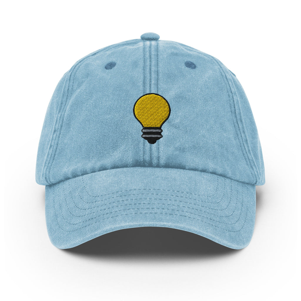 Light Bulb Vintage Hat, Aged Dad Cap, Faded Baseball Cap Gift - Multiple Colors