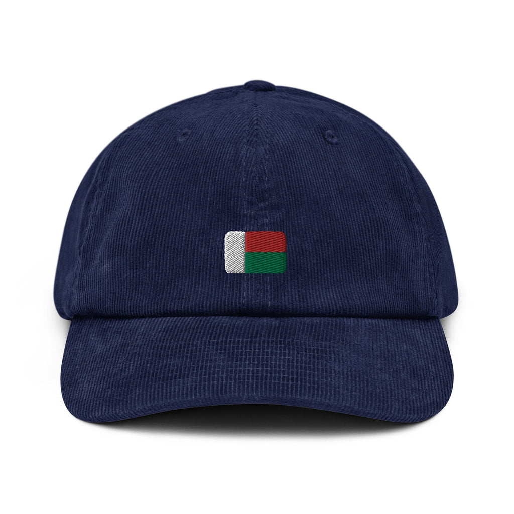 Madagascar Corduroy Hat, Madagascan Country Gift, Embroidered Madagascan Flag, Handmade Madagascan Flag Corduroy Hat, Madagascan Flag