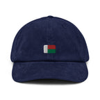 Madagascar Corduroy Hat, Madagascan Country Gift, Embroidered Madagascan Flag, Handmade Madagascan Flag Corduroy Hat, Madagascan Flag