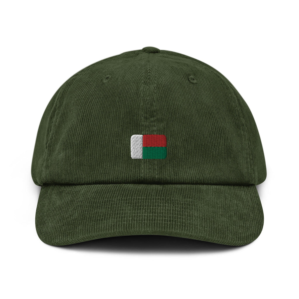 Madagascar Corduroy Hat, Madagascan Country Gift, Embroidered Madagascan Flag, Handmade Madagascan Flag Corduroy Hat, Madagascan Flag