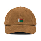 Madagascar Corduroy Hat, Madagascan Country Gift, Embroidered Madagascan Flag, Handmade Madagascan Flag Corduroy Hat, Madagascan Flag
