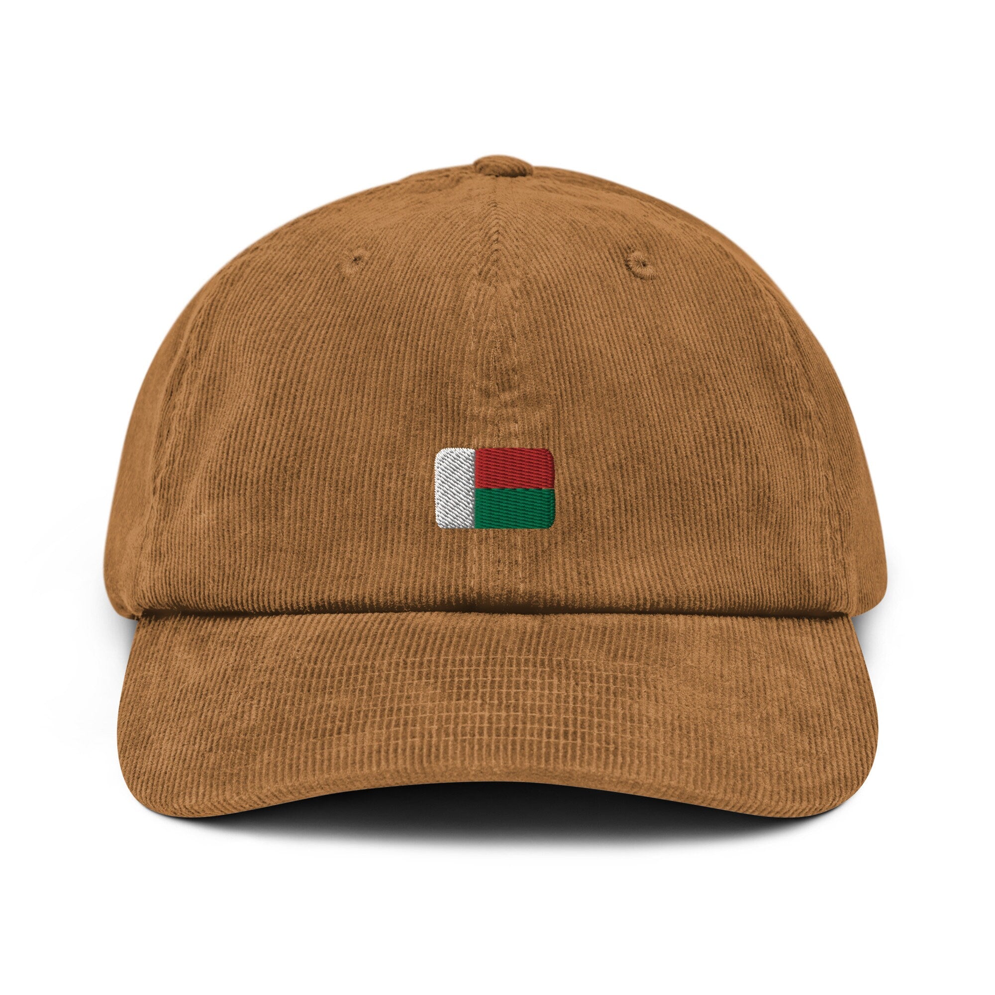 Madagascar Corduroy Hat, Madagascan Country Gift, Embroidered Madagascan Flag, Handmade Madagascan Flag Corduroy Hat, Madagascan Flag