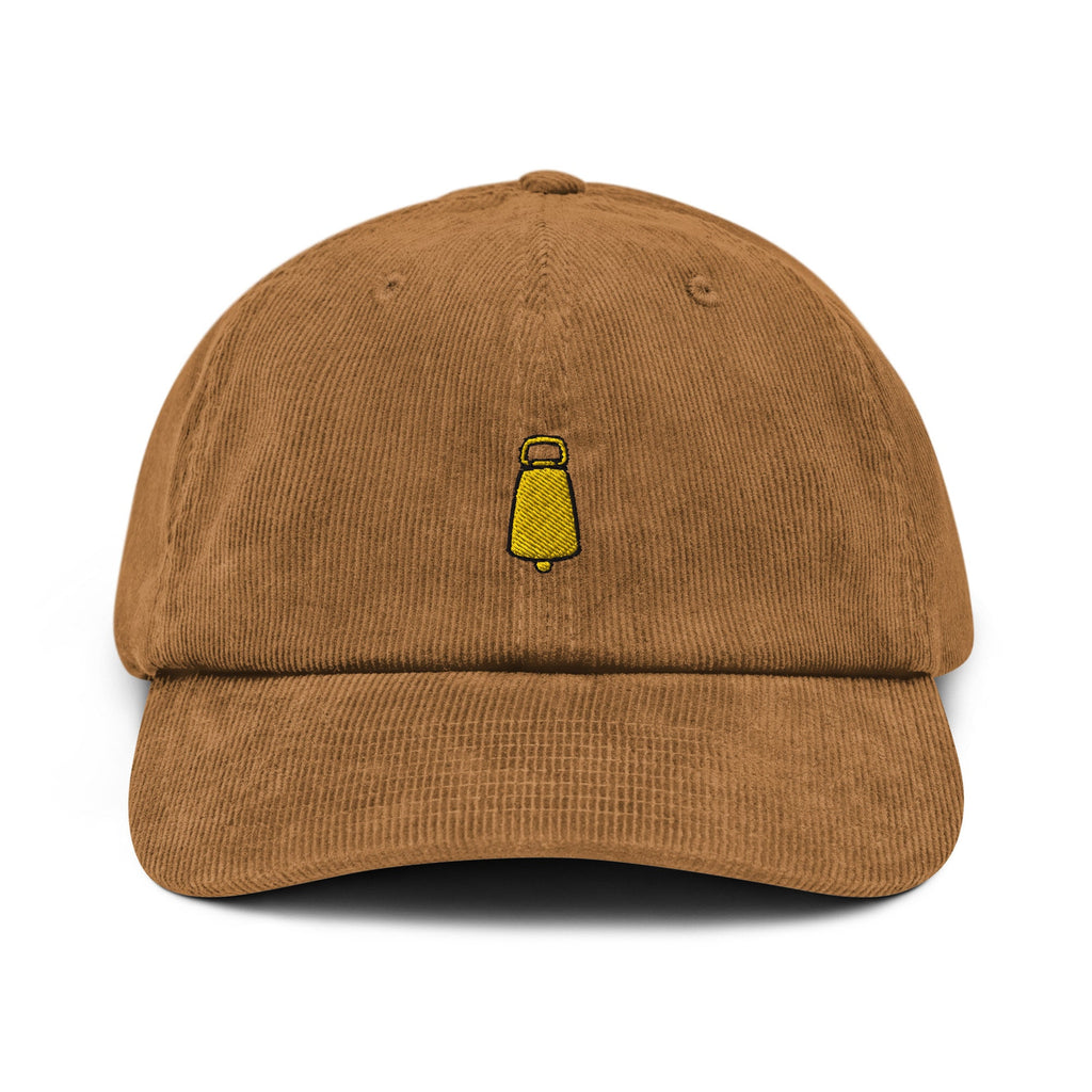 Cow Bell Corduroy Hat, Handmade Embroidered Cow Bell Cap, Cowbell Instrument Embroidery, Cow Bell Lover Gift, Farm Cow Bell Hat