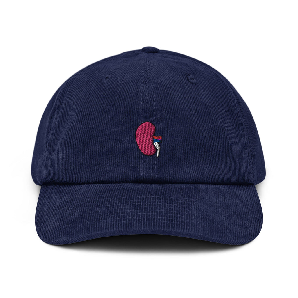 Kidney Corduroy Hat | Handmade Embroidered Kidney Organ | Unique Surgeon Gift | Medical Themed Accessories