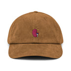 Kidney Corduroy Hat | Handmade Embroidered Kidney Organ | Unique Surgeon Gift | Medical Themed Accessories